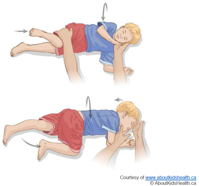 Image showing a child being put in the recovery position